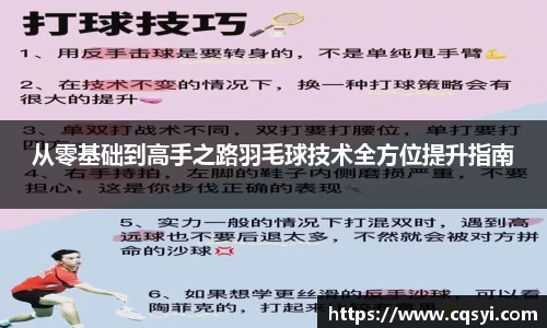 从零基础到高手之路羽毛球技术全方位提升指南